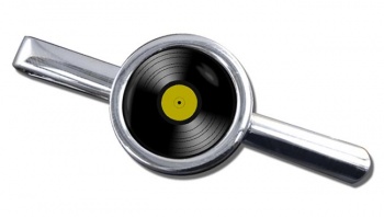 DJ Record Gold Label Round Tie Clip