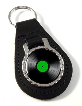 DJ Record Green Label Leather Key Fob