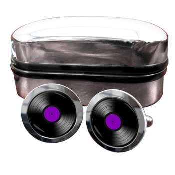 DJ Record Purple Label Round Cufflinks