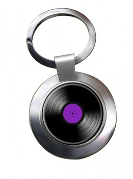 DJ Record Purple Label Chrome Key Ring
