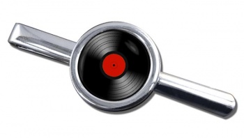 DJ Record Red Label Round Tie Clip