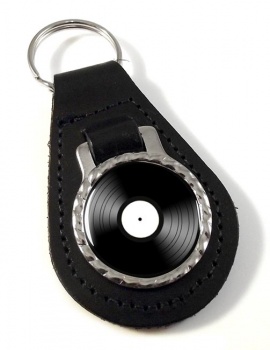 DJ Record White Label Leather Key Fob