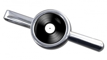 DJ Record White Label Round Tie Clip