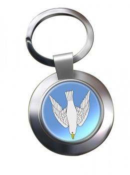 Dove Descending Leather Chrome Key Ring