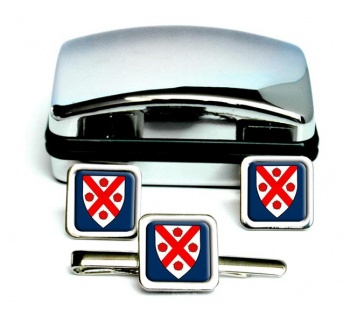 Dunbartonshire (Scotland) Square Cufflink and Tie Clip Set