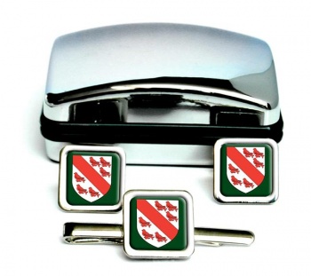 Dundalk (Ireland) Square Cufflink and Tie Clip Set