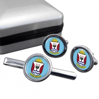 Eastern Cape (South Africa) Round Cufflink and Tie Clip Set