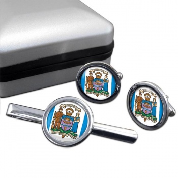 Edmonton (Canada) Round Cufflink and Tie Clip Set