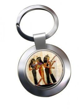 Ancient Egyptian Musicians Chrome Key Ring