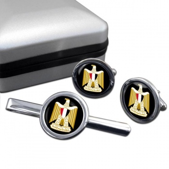 Egypt Round Cufflink and Tie Clip Set