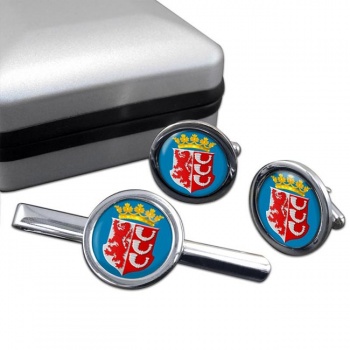 Eindhoven (Netherlands) Round Cufflink and Tie Clip Set