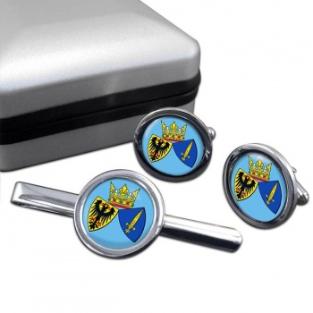 Essen (Germany) Round Cufflink and Tie Clip Set