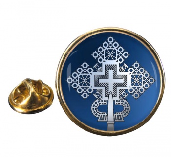 Ethiopian Cross Round Pin Badge