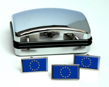Eueopean Union EU Flag Cufflink and Tie Pin Set