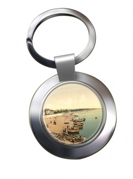Exmouth Beach Devon Chrome Key Ring