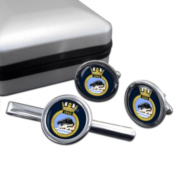 1844 Naval Air Squadron (Royal Navy) Round Cufflink and Tie Clip Set