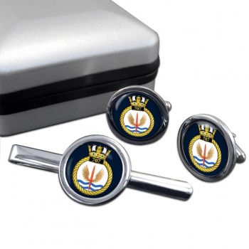 707 Naval Air Squadron (Royal Navy) Round Cufflink and Tie Clip Set