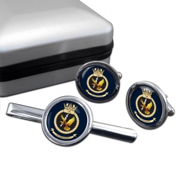 736 Naval Air Squadron (Royal Navy) Round Cufflink and Tie Clip Set