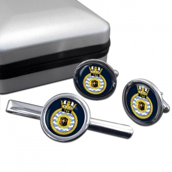 744 Naval Air Squadron (Royal Navy) Round Cufflink and Tie Clip Set