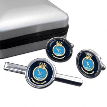 750 Naval Air Squadron (Royal Navy) Round Cufflink and Tie Clip Set