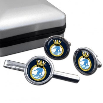 811 Naval Air Squadron (Royal Navy) Round Cufflink and Tie Clip Set