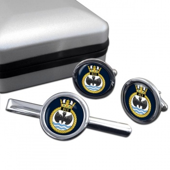813 Naval Air Squadron (Royal Navy) Round Cufflink and Tie Clip Set