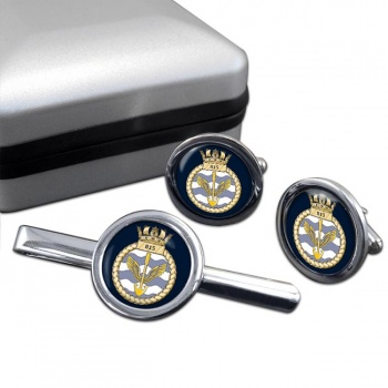 815 Naval Air Squadron (Royal Navy) Round Cufflink and Tie Clip Set