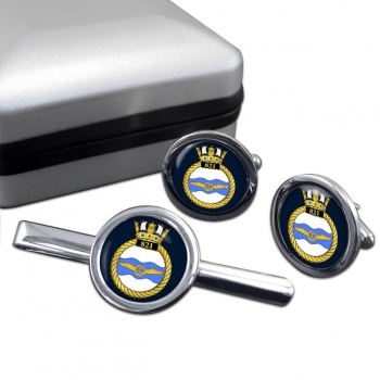 821 Naval Air Squadron (Royal Navy) Round Cufflink and Tie Clip Set