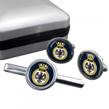 822 Naval Air Squadron (Royal Navy) Round Cufflink and Tie Clip Set