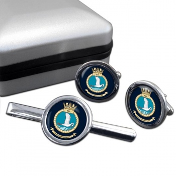 824 Naval Air Squadron (Royal Navy) Round Cufflink and Tie Clip Set