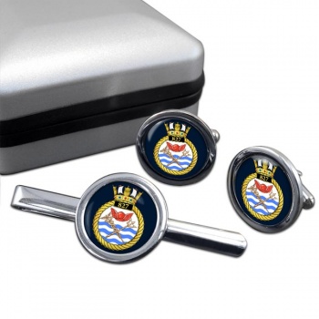 827 Naval Air Squadron (Royal Navy) Round Cufflink and Tie Clip Set