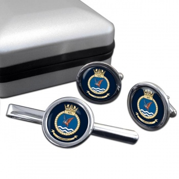 829 Naval Air Squadron (Royal Navy) Round Cufflink and Tie Clip Set