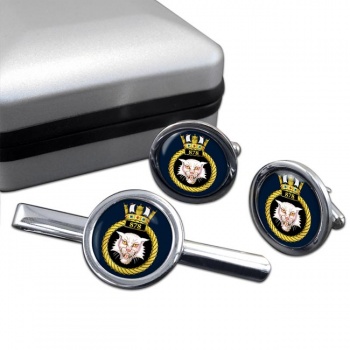878 Naval Air Squadron (Royal Navy) Round Cufflink and Tie Clip Set