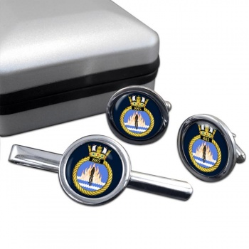 885 Naval Air Squadron (Royal Navy) Round Cufflink and Tie Clip Set