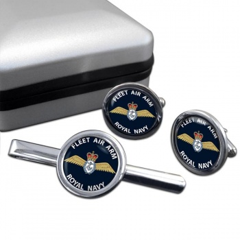Fleet Air Arm Wings (Royal Navy) Round Cufflink and Tie Clip Set