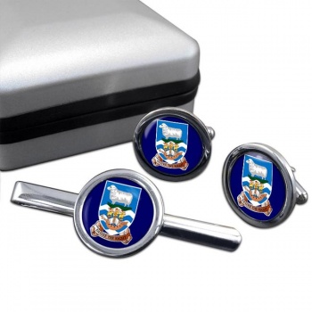 Falkland Islands Round Cufflink and Tie Clip Set