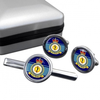 Far East Communications Squadron (Royal Air Force) Round Cufflink and Tie Clip Set