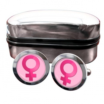 Venus Female Symbol Round Cufflinks