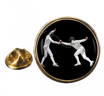 Fencing Round Pin Badge