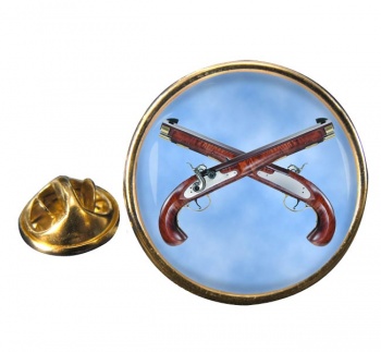 Flintlock Pistols Round Pin Badge