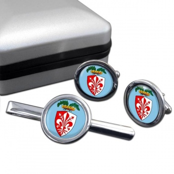 Florence Firenze (Italy) Round Cufflink and Tie Clip Set