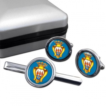 Foggia (Italy) Round Cufflink and Tie Clip Set