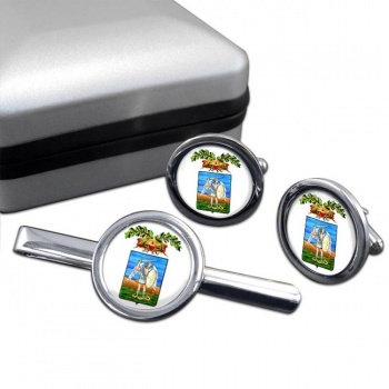 Provincia di Foggia Round Cufflink and Tie Clip Set