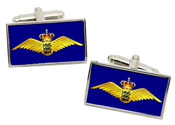 Royal Danish Air Force (Kongelige Danske Flyvevåbnet) Flag Cufflinks in Box