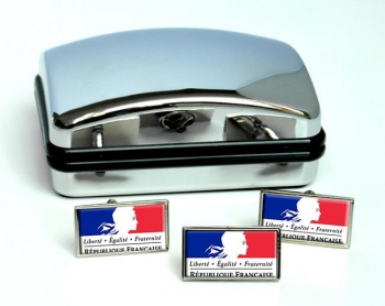 Republique francaise (France) Flag Cufflink and Tie Pin Set