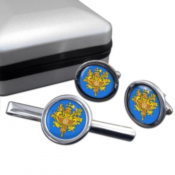 France (Crest) Round Cufflink and Tie Clip Set