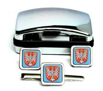 Frankfurt am Main (Germany) Square Cufflink and Tie Clip Set