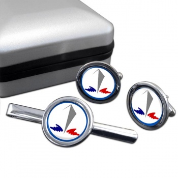 French Navy (Marine Nationale) Round Cufflink and Tie Clip Set
