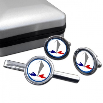 French Navy (Marine Nationale) Round Cufflink and Tie Clip Set