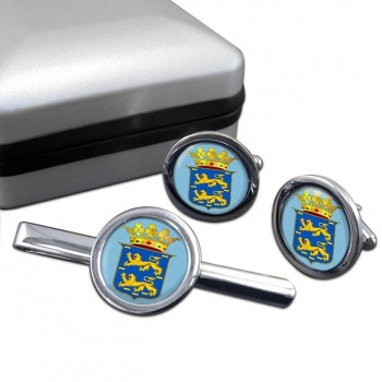 Friesland (Netherlands) Round Cufflink and Tie Clip Set